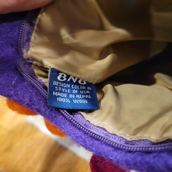 💟EUC~VINTAGE STYLE WOOL FLORAL SHOULDER BAG - Picture 3 of 9